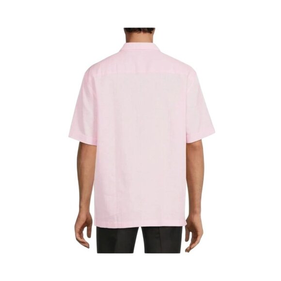 Cafe Luna Mens Pink Short Sleeve Button-Up Shirt 2XL 50/52 100% Cotton Relaxed F - Picture 8 of 8